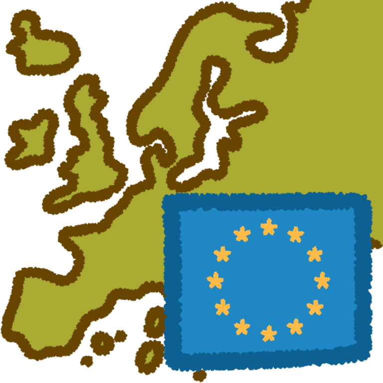 a green shape of the continent of europe, with the european union flag